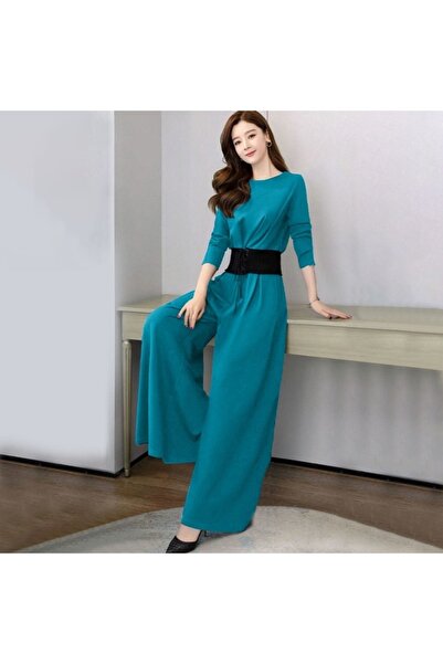 FASHION جمبسوت نسائي أنيق واسع الساقين بحزام من مجموعة Desert Luxe Solid Dese...