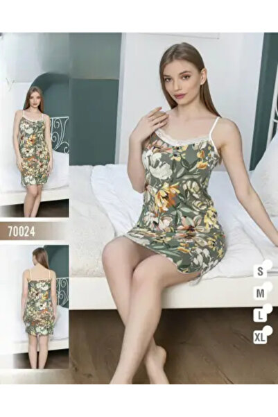 zahyat قميص نوم زيتوني مزهر – تصميم تركي فاخر