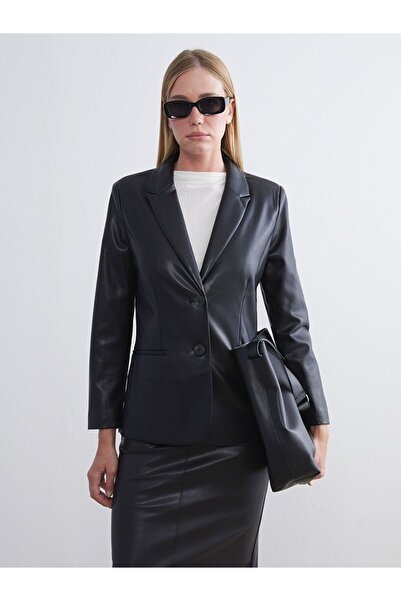 LC Waikiki Women's Leather-Look Blazer Jacket