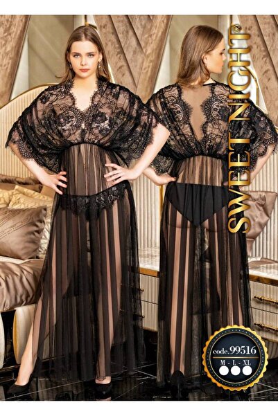 zahyat Long Luxurious Ivory White Lace Lingerie