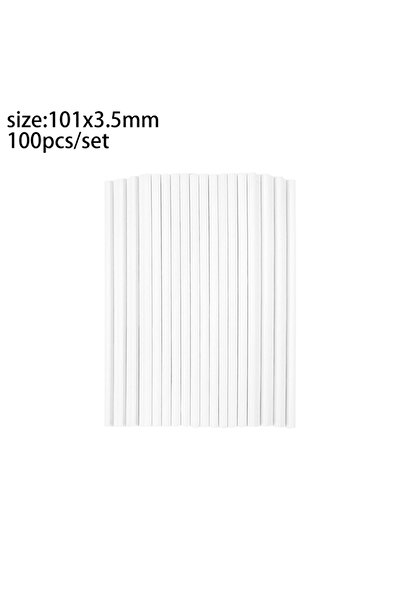 choice2 100 قطعة من أعواد المصاصات الورقية البيضاء الصلبة بطول 10 سم، مناسبة لصنع مصاصات الشوكولاتة والسكر