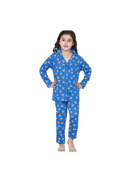 LAUREN SMITH Girl's Pajama Set Long Sleeve Buttoned Top with pants 2 Piece Printed Sleepwear Cotton Pjs Set
