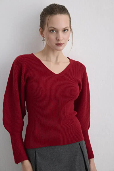 Gusto Bat Sleeve Wool Knitwear - Red