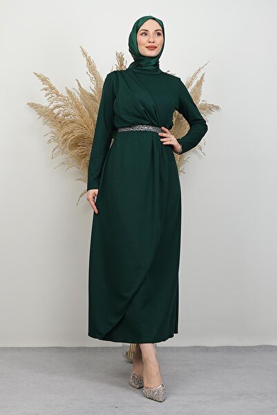 GİYZAMİLA Belt Detail Dress Emerald