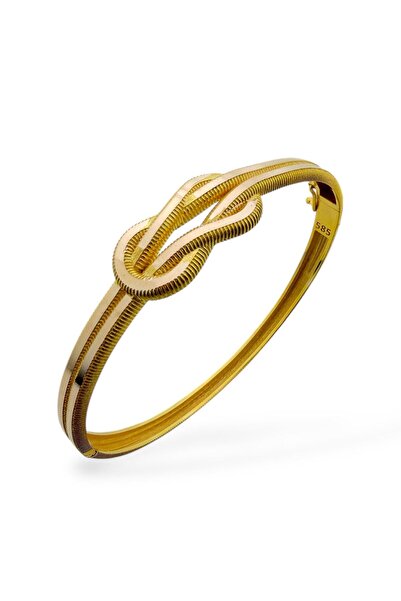 MaGold Aşk Düğümü Üst Kalite 14 Ayar Altın Kelepçe Bilezik Bileklik