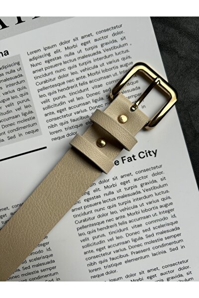 LİA KEMER Loyal Rectangular Patterned Women's Gold Buckle Belt Coat Belt Dress Belt Trouser Belt