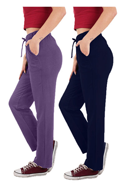 ASN concept Women's Viscose Fabric 2-Pack Navy Blue/Purple Sweatpants (with Plus Size Option)