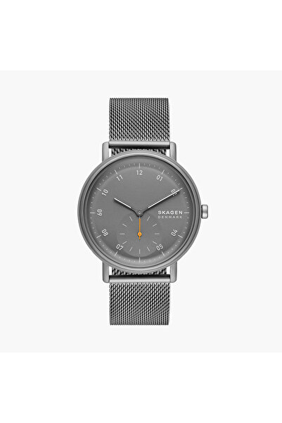 Skagen ساعة رجالية تناظرية رمادية اللون بسوار من الفولاذ المقاوم للصدأ مقاس 4...