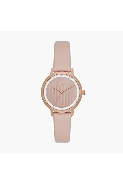 Dkny Women's 34MM Pink Analog Leather Strap Watch | NY6682