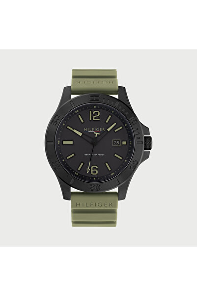 Tommy Hilfiger Men's 46 MM Green Analog Silicone Strap Watch -1791992