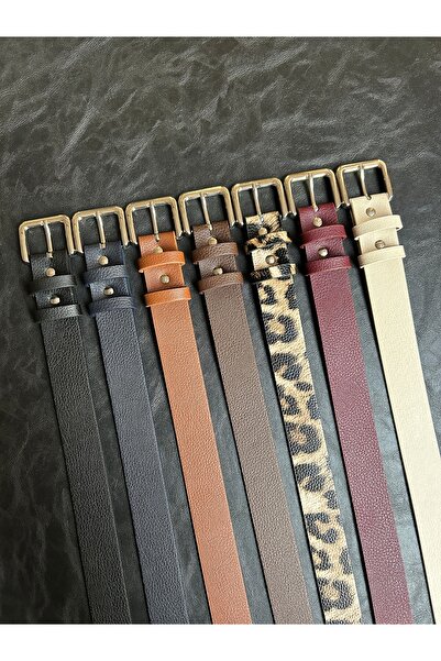 LİA KEMER 7-Piece Loyal Rectangular Patterned Women's Silver Buckle Belt Jacket Belt Dress Belt Trouser Belt