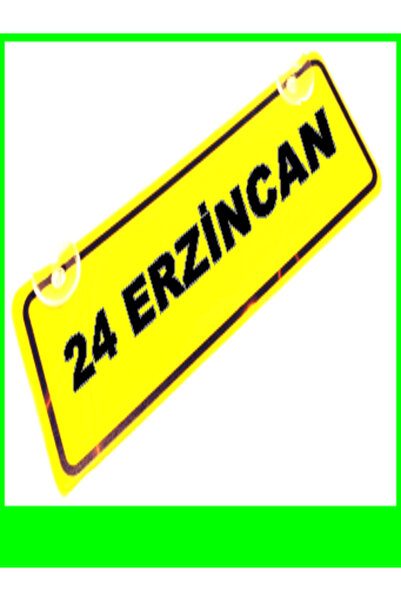 wonderlike 24 ERZİNCAN Yazılı Dekoratif Plaka - Sarı Renk Araç İçi Cam Süsü v...
