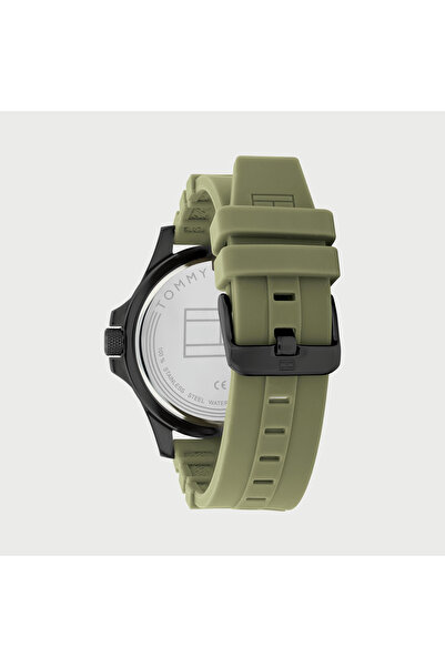 Tommy Hilfiger Men's 46 MM Green Analog Silicone Strap Watch -1791992