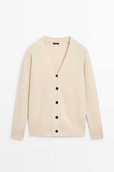 Massimo Dutti Alpaka yünlü V yaka triko hırka