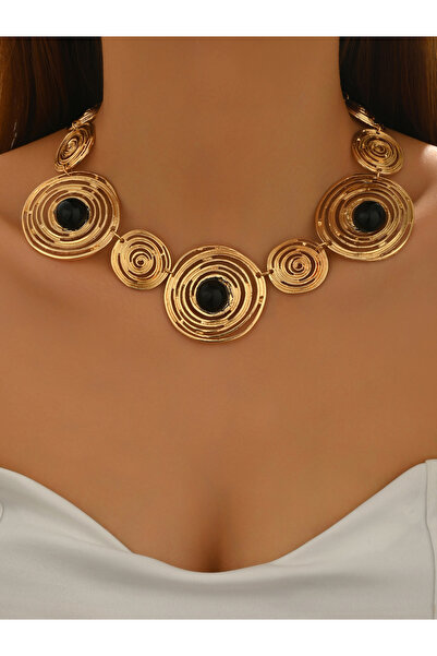 Take Two By Styli Gold Metal Asymmetrical Geometric Necklace