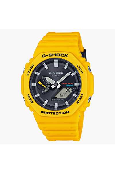 G-SHOCK ساعة رجالية تناظرية رقمية بسوار من الراتنج الأصفر - GA-B2100C-9ADR
