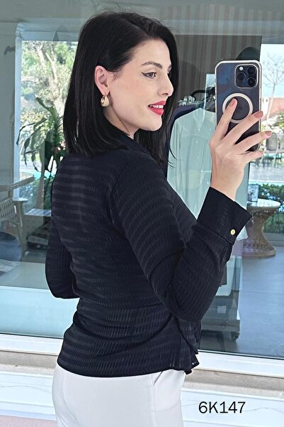 İnce Topuk Kare Jacquard Satin Shirt 6K147