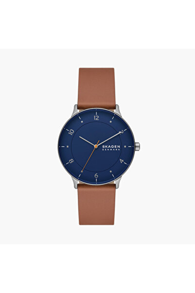 Skagen ساعة رجالية تناظرية بسوار جلدي بني مقاس 40 مم | SKW6885