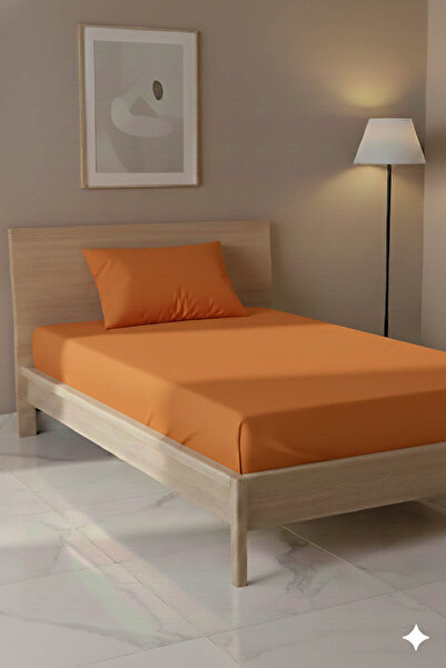 FAVORA 100% Cotton Ranforce Premium Single Bed Sheet Set - Orange