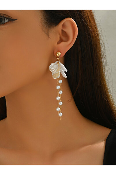 Take Two By Styli Women Floral Faux Pearl Dangle Earrings