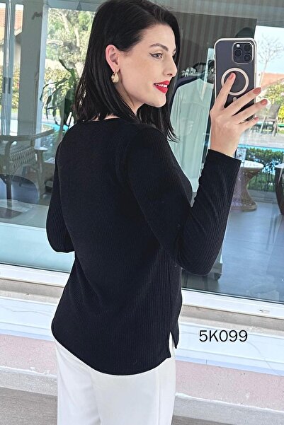 İnce Topuk V-Neck Knitwear Blouse 5K099