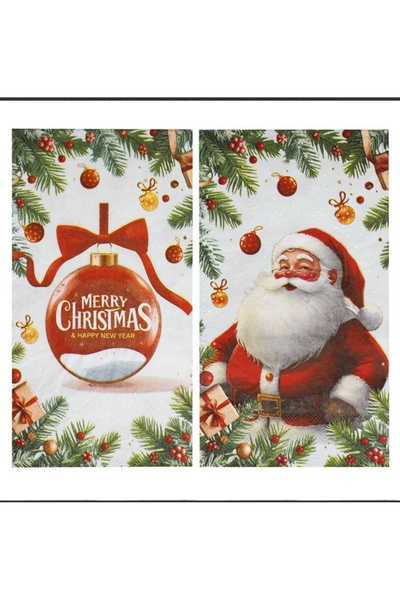 takı tutkum New Year Santa Claus and Ornament Christmas Napkin 40's