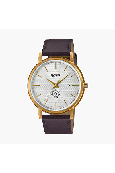 Casio Men Maroon Analog Leather Strap Watch | MTP-B125GL-7AVDF | 41 MM