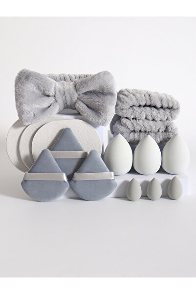 Choice23 grey 15 件套 Cosmetic Puff Makeup Sponge Blender Beauty Egg Foundation Sponges Puff Wash Face Headband
