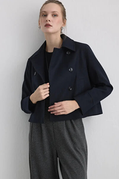 Gusto Wool Cashmere Jacket - Navy Blue