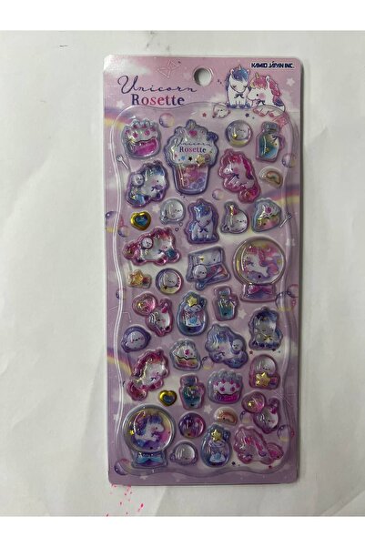 SANRIO Unicorn Rosette Japan Dolgulu Sticker Çıkartma