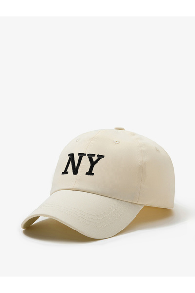 Take Two By Styli Beige Slogan Embroidery Baseball Cap