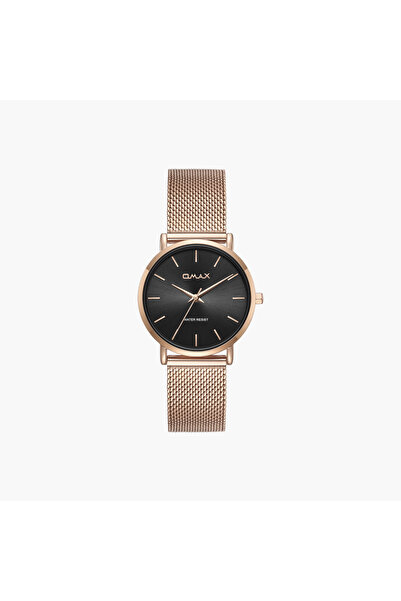 Omax Rose Gold Mesh Women's Watch