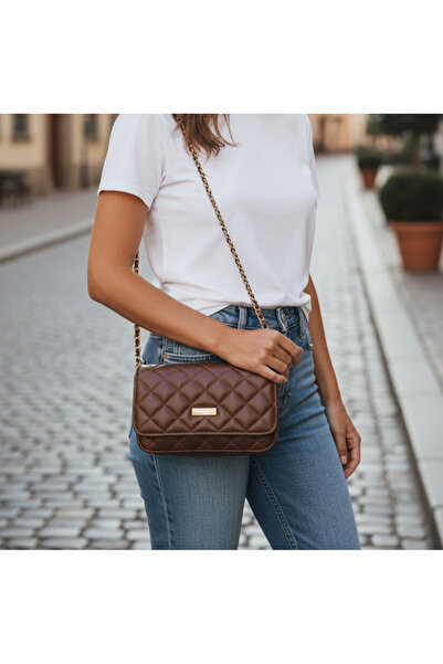 Moda fiesta حقيبة كروس نسائية بحزام سلسلة مبطن – متعددة الأقسام، حامل بطاقات، حجرة بسحاب