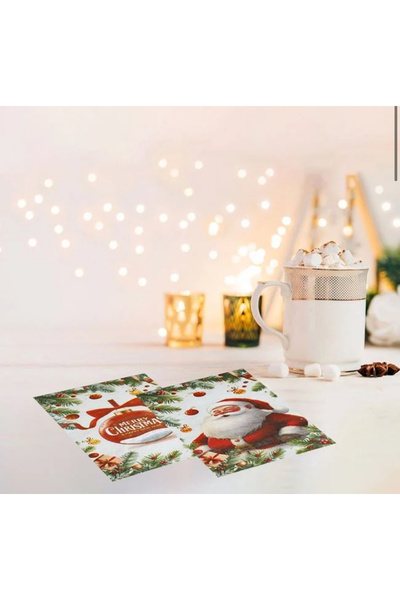 takı tutkum New Year Santa Claus and Ornament Christmas Napkin 40's