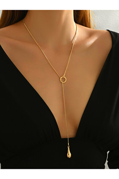 Take Two By Styli Gold Adjustable Teardrop Pendant Necklace