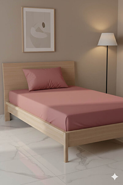 FAVORA 100% Cotton Ranforce Premium Single Bed Sheet Set - Powder