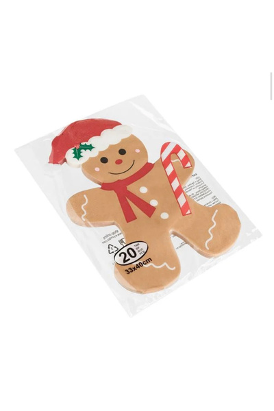 takı tutkum New Year 2-Layer Cookie Man Figure Napkin 20-Piece