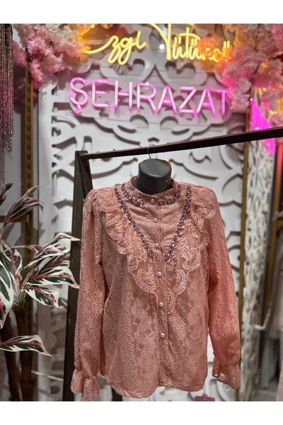 ŞEHRAZAT BUTİK Design Laced Stone Shirt