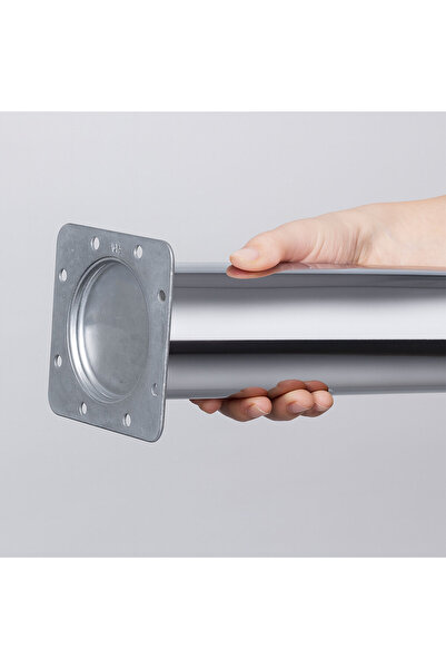 Badem10 Πόδι τραπεζιού από ασημί μέταλλο Tombul Chrome 71 cm, μονό, ανθεκτικό, μοντέλο στήριξης επίπλων