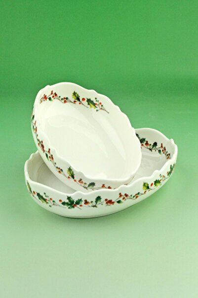 Bursa Porselen Dekor Christmas Double Porcelain Boat Plate