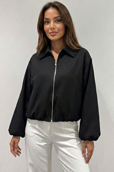 Bigdart Women's Oversized Zippered Jacket 0735 - Black