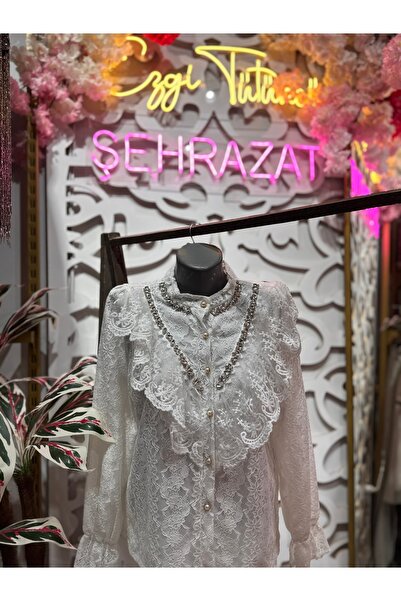 ŞEHRAZAT BUTİK Design Laced Stone Shirt