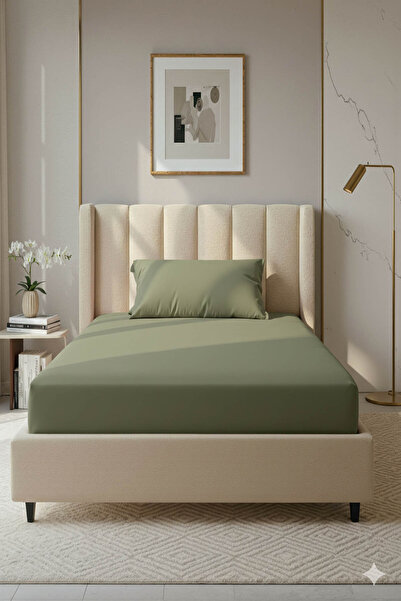 FAVORA 100% Cotton Ranforce Premium Single Fitted Sheet Set - Green