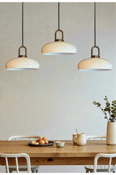 Bamyum Estrela Beyaz Üçlü Sarkıt Avize Eskitme Kilit Başlık İç Mekan Aydınlatma Dekoratif Mutfak Hol Cafe