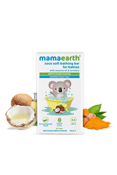 Mamaearth صابونة استحمام كوكو سوفت للأطفال بزيت جوز الهند والكركم 75 جم × 2