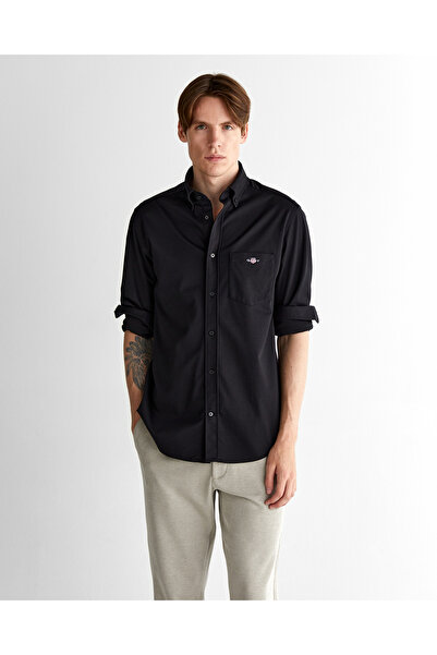 Gant Erkek Siyah Regular Fit Düğmeli Yaka Gömlek