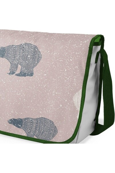 OEM Bonamaison shoulder bag digitally printed, black strap, 1 compartment, 29x36 cm, bear pattern,