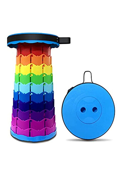 OEM Scaun rotund portabil extensibil cu pliere telescopica pentru camping Negru/Rosu