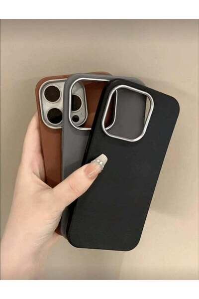 Generic iPhone 16 3pcs Luxury Leather Texture Phone Cases - Black, Grey, Brown