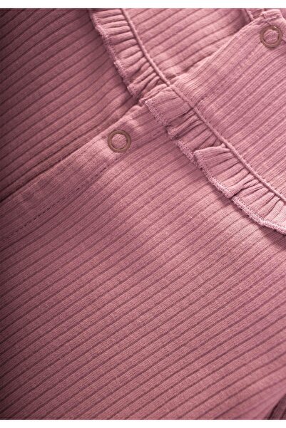 Cigit Robası Ruffled Footed Corded Fabric Jumpsuit 0-6 Months Baby